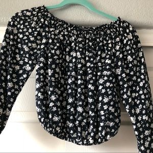 off the shoulder flowery blouse!